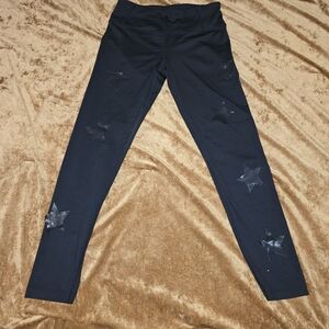 Calvin Klein Black Star Print Leggings Size M . FLAWED